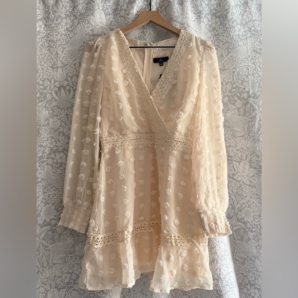 Lulus Dresses & Skirts - Lulu's Ivory Lace Polka Dot Dress